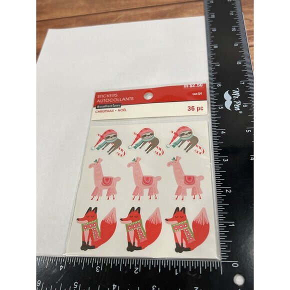 Recollections Christmas Noël Stickers 36 Pc Sloth LLama Fox 564439 - Picture 3 of 3